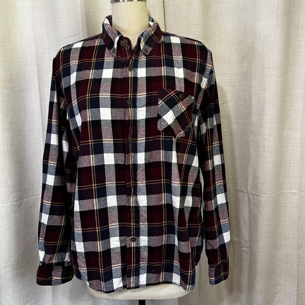 Original Weatherproof Vintage Long Sleeve XL Red Button Flannel Shirt